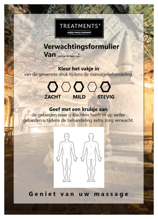 Verwachtingsformulier massage - 100 stuks