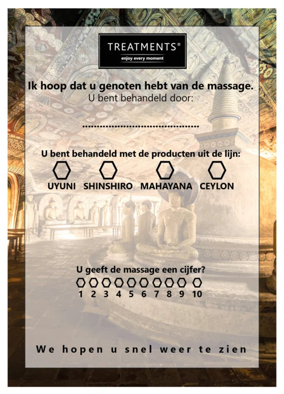 Verwachtingsformulier massage - 100 stuks